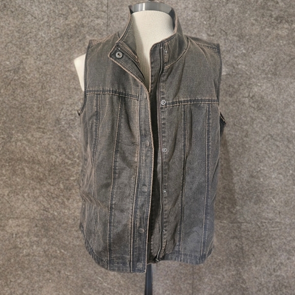 Women's Gray Denim Vest - Picture 1 of 4